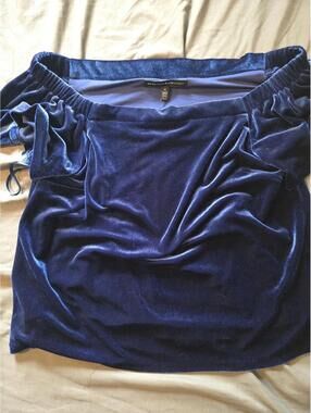 White House Black Market Royal Blue Velvet Off-Shoulder Top Size M